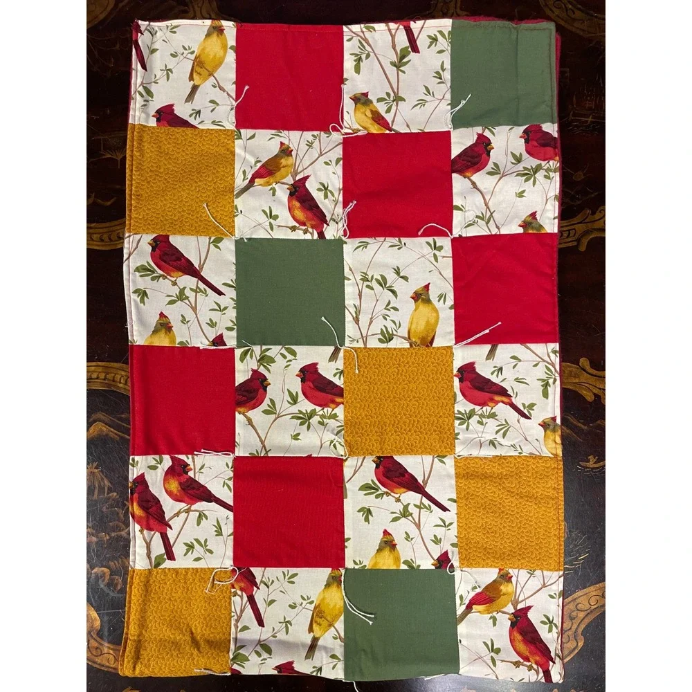 Handmade Quilted Cardinal Bird Table Runner Christmas Autumn Fall Decor 51 x 16